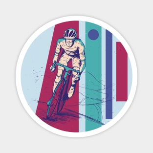 Retro Cyclist Illustration // Vintage Bicycle Rider Magnet